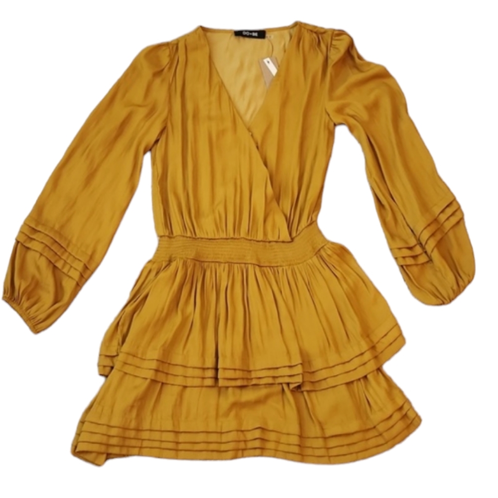 Do+Be mustard gold ruffle dress NWT 2
